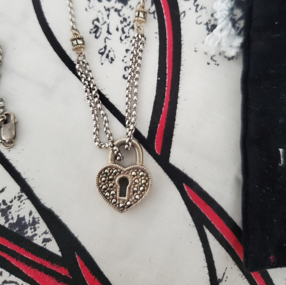 Judith Jack Heart Marcasite Sterling Necklace